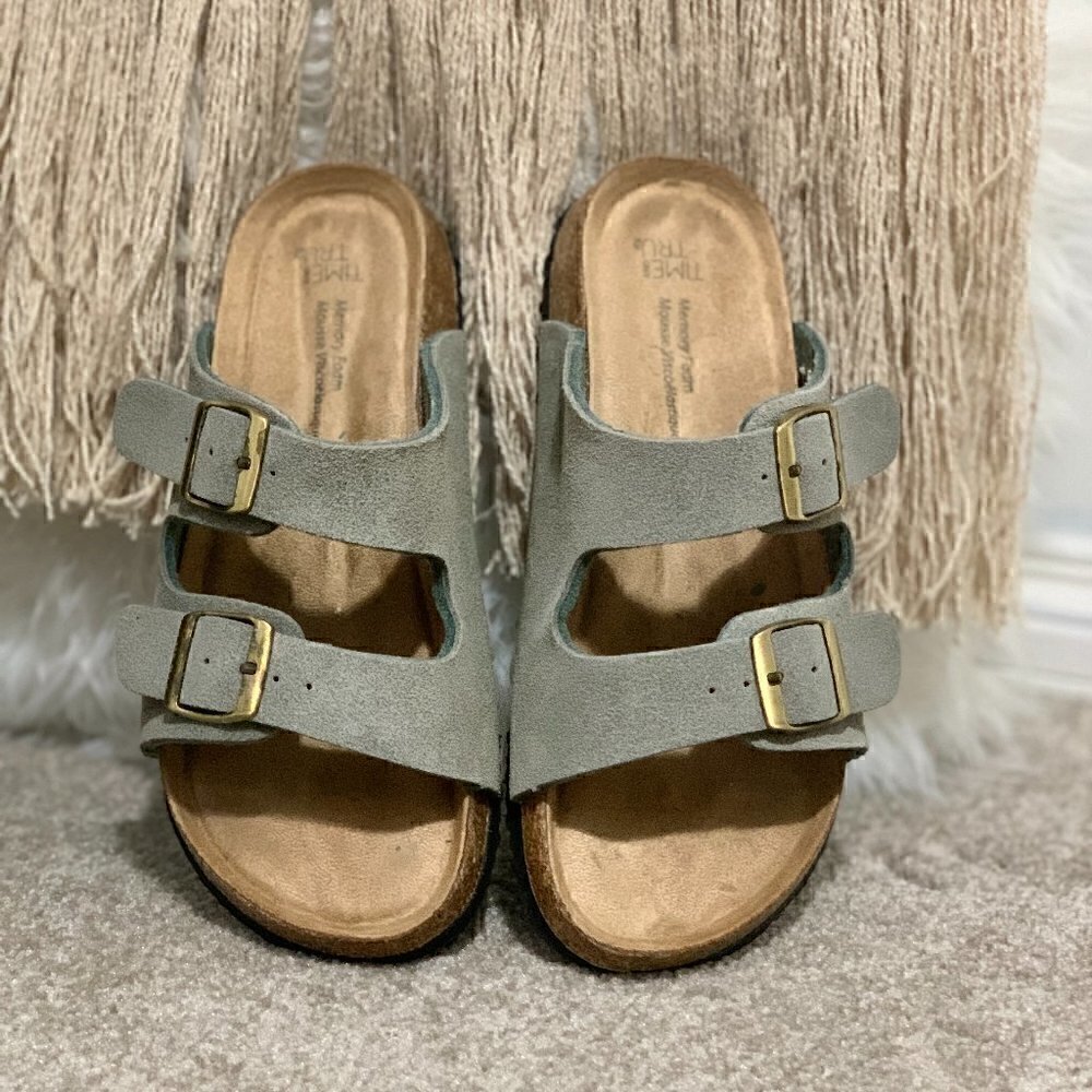 EVAFOAM PASTEL  SEAGREEN | TAN | LEATHER | ALL SEASON BUCKLE SOFT SANDAL